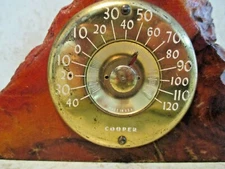Vintage Cooper Thermometer Handmade Petrified Wood Accurate Temperatures EUC