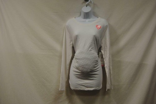 Great expectations maternity basic long sleeve tee with ruched sides white L - 第 1/4 張圖片