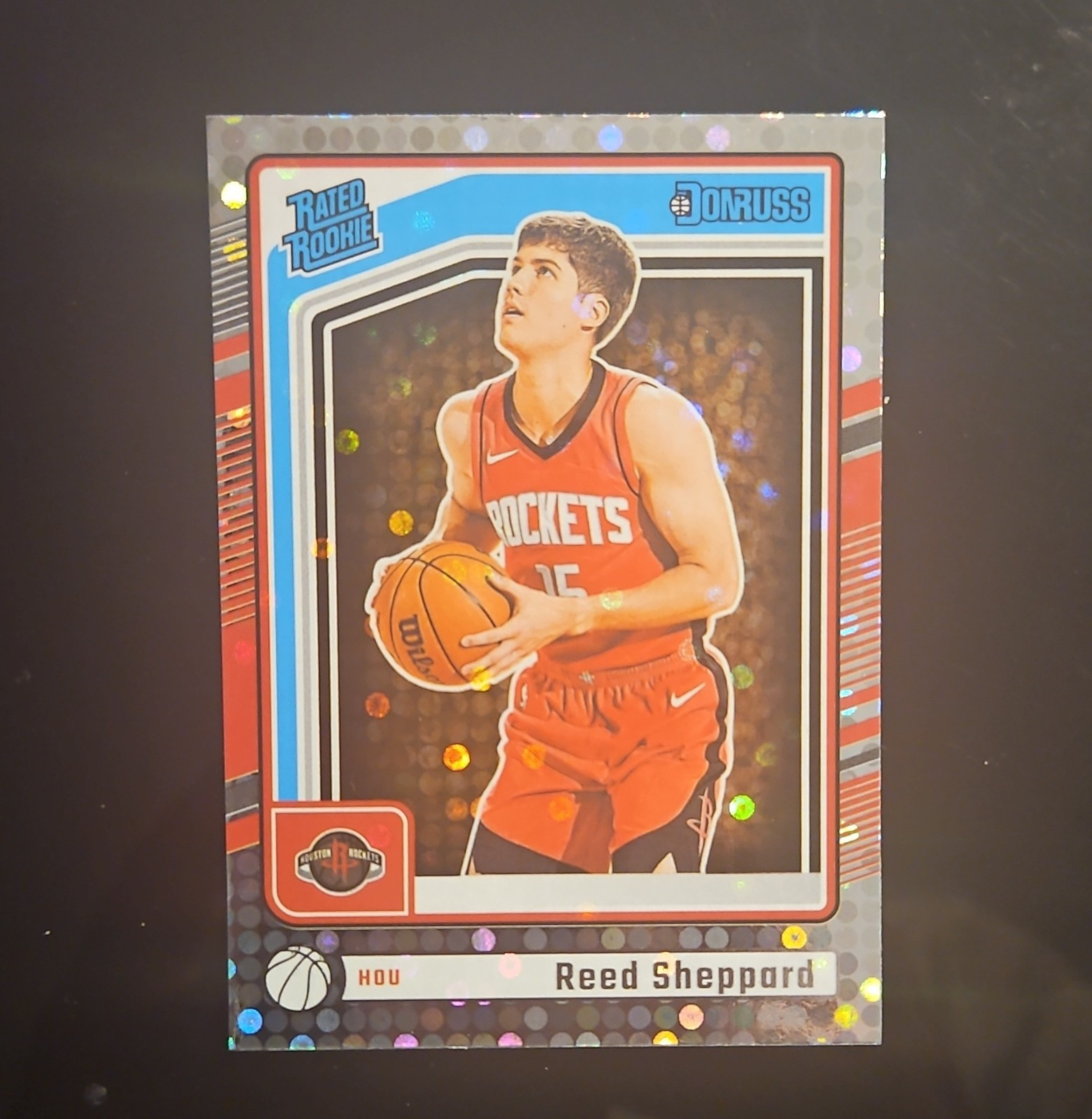 Panini 2024-25 Donruss Rated Rookie Disco Reed Sheppard #202 Houston Rockets