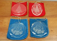 Vintage 1979 1980 Etched Clear Acrylic Christmas Ornaments Amsun HENCO Hallmark