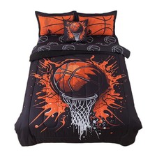 6 Pieces Basketball Comforter Set Twin Black Basketball Bedding for Boys Kids...