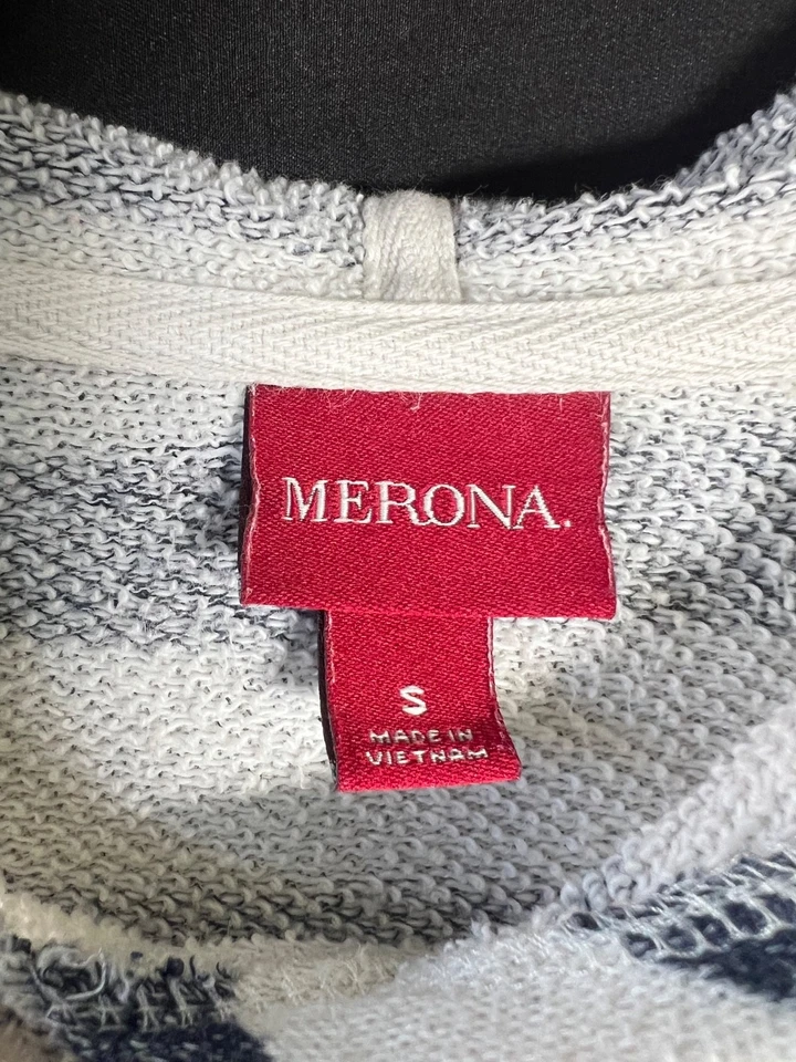 Sudadera con capucha blanca a rayas Merona para mujer con rayas azules - talla S Foto 2 de 4