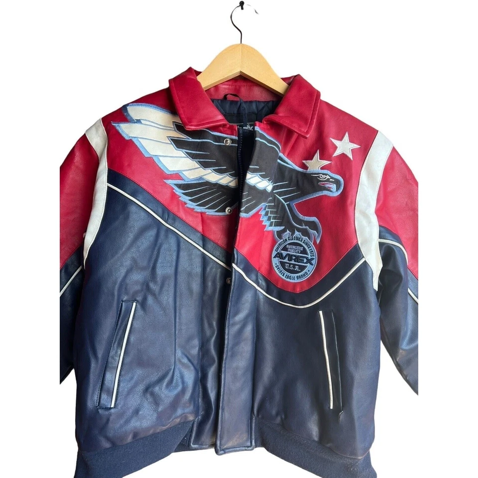 Chaqueta Universitaria de Cuero Clásica Otoño Marca Avirex Eagle Juvenil Mediana 12/14 Foto 2 de 4