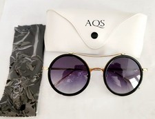 Gafas de sol AQS Oro Púrpura Aguasuizo Espejado Unisex Redondo NWT 17-50-143