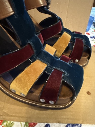 COACH Multi Colored Velvet Platform Sandals Women’s Size 11 - Picture 2 of 14