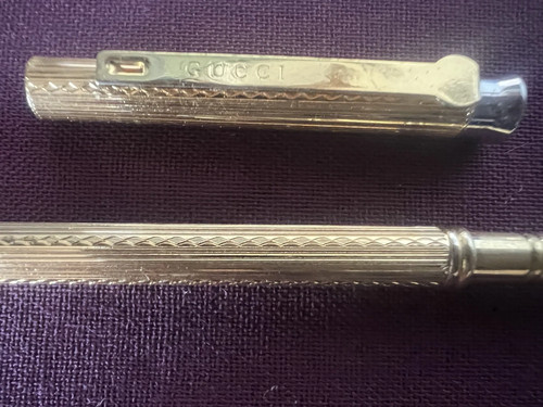 Gucci Stylo-Plume Sphère Or Guillocchè Mini De Sac Rare Vintage - Photo 5 sur 12