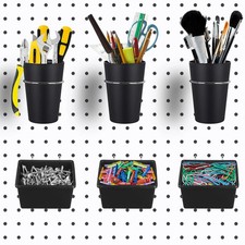 6 Sets Pegboard Bins with Hooks - Pegboard Organizer for Accessories, Tools, Sto