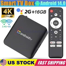 Android 14.0 BT Smart TV Box 2GB 16GB Quad-Core 4K UHD Media Player with Remote