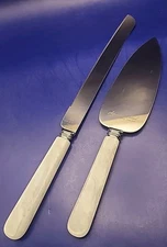 Sheffield England Cake Knife & Pie Server Set Faux Mother of Pearl Handles