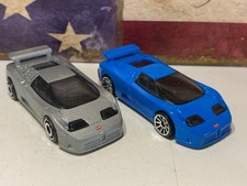 HOT WHEELS 1994 BUGATTI EB110 SS X2. NEW FOR 2021 BLUE & 2022 GRAY LOOSE NICE