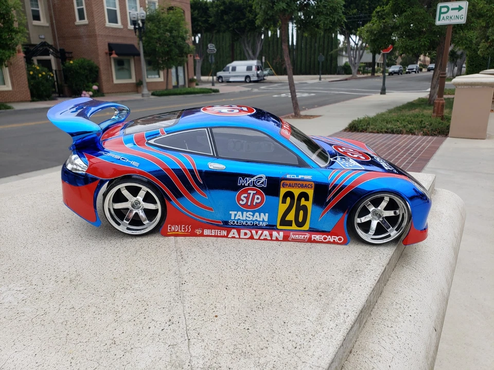 Pintura personalizada 200 mm 1/10 PORSCHE 911 4Tec2 drift HPI DC10 YD2 MST TT02 solo carrocería Foto 3 de 4
