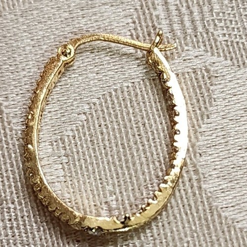Vintage 90s Sterling Silver 925 Gold Plated Textured Hoop Earrings - Picture 9 of 12