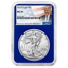 2024 $1 American Silver Eagle NGC MS70 Trump Label Blue Core