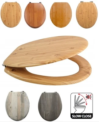 MSV WC Sitz WC Deckel Toilettensitz Klodeckel Toilettensitz Klobrille Holz Optik