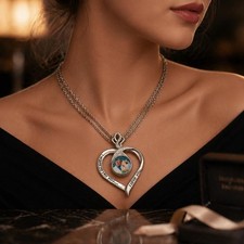 Collier pendentif cœur en acier argenté 7cm x 4,9cm photo personnalisée de 18mm