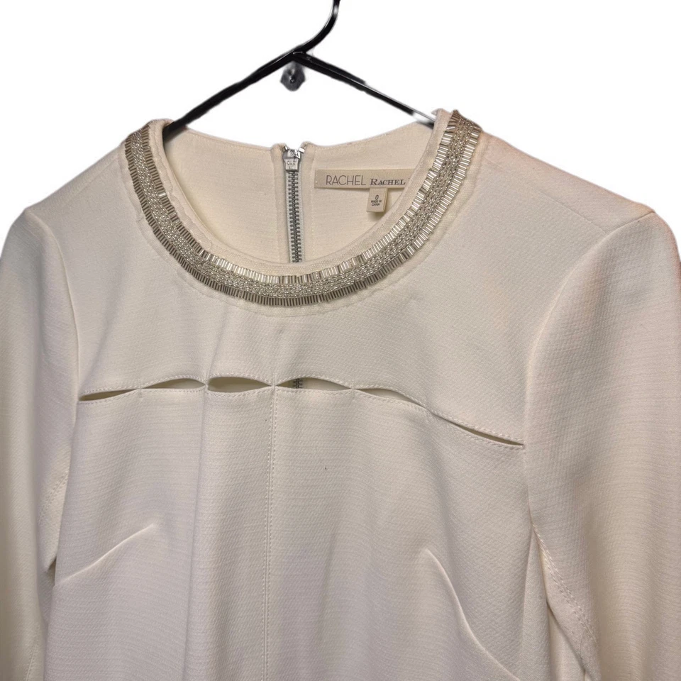 Rachel Roy Dress Sheath Long Sleeve Beaded Neckline Party Dress Size 0 - Image 4 of 4