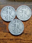 1934 THREE  (3) 90% SILVER HALF DOLLAR COINS 50C  CIRCULATED USA WALKING LIBERTY