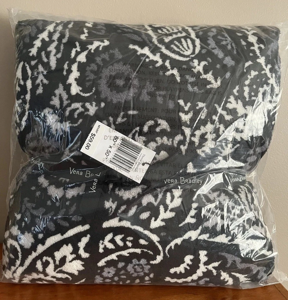 "Manta Vera Bradley polar Paisley Noir 80""x50"" totalmente nueva" Foto 2 de 4