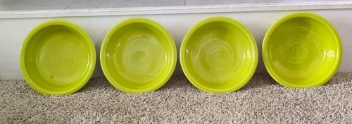 Set Of 4 Fiesta Lemongrass 7" Cereal Bowls Green Fiestware HLC Homer Laughlin