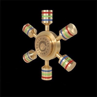 Six Winged Brass Metal Fidget Spinner   Stress & Anxiety Relief Toy