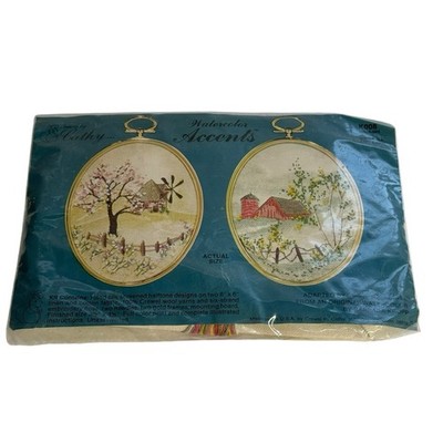 Cathy Needlecraft Watercolor Accents Windmill and Barn Crewel Embroidery Kit