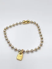 Uno de 50 Beaded Bracelet thin 18K Gold Plated  Beads SZ S Small (AS IS) Faded