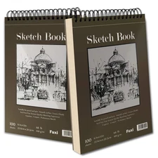 9 x 12 Sketch Book Top Spiral Bound Sketch Pad 2 Packs 100-Sheets Each (6