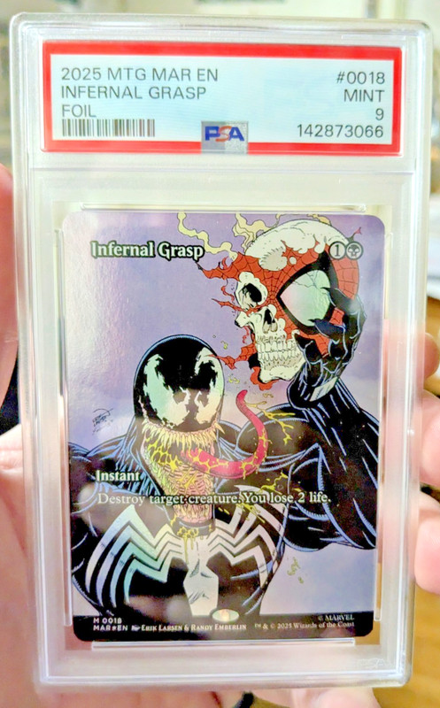 MTG MARVEL SPIDER-MAN FOIL Infernal Grasp PSA GRADE 9