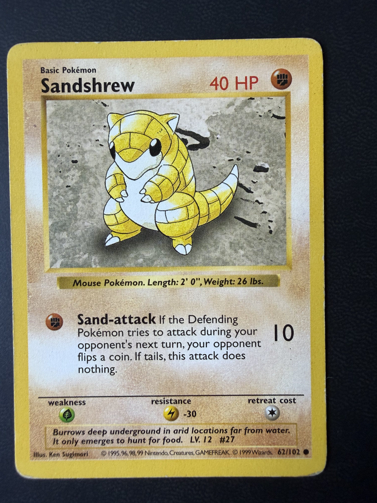 Sandshrew 062/102 Base Set (Shadowless) Regular