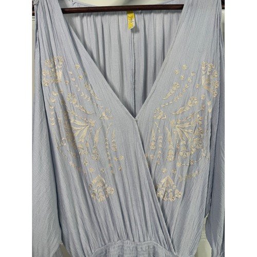 Free People Damen Cold Shoulder Strampler bestickt lila Strampler Gr. Small Boho - Bild 4 von 8