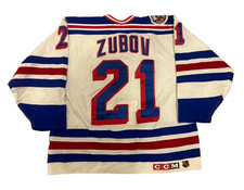 Sergei Zubov Game Worn Used New York Rangers 1992-93 Rookie Jersey LOA 25575