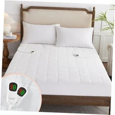  Heated Mattress Pad Size for Cold Sleepers, 4 Heated Setting Coral Twin White