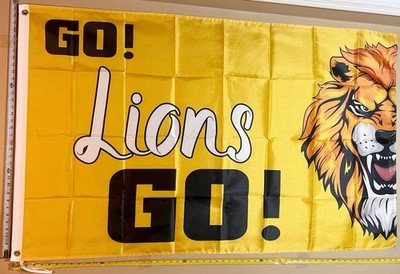 Go Lions Mascot Flag FREE SHIPPING Sports Fan 3x5' Digital Print Banner New