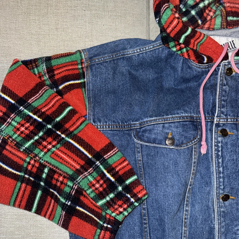 Chaqueta vaquera de mezclilla Gabrielle con mangas de lana de franela para hombre XL HOLGADA de colección Foto 4 de 4