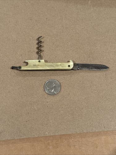 Coltello tascabile vintage apribottiglie birra cavatappi punto automatico fornitura hotel Detroit - Foto 7 di 10
