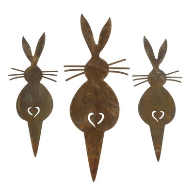 3Pcs Rabbit Decors Metal Yard Art Animals Garden Stakes Rabbit Yard Decorations