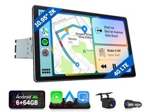 2K QLED 6+64 10.95"Android Car Stereo Receiver CarPlay GPS DSP Single DIN 4G LTE