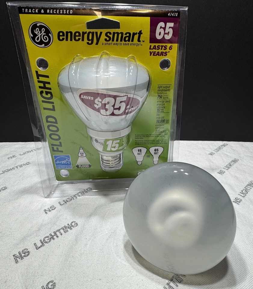 Set of 2. GE 15W CFL Soft Comfy Lights R30 Flood Light Vintage bulb Spiral - Image 2 of 4