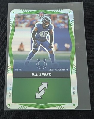 E.J. Speed Green Foil 2025 Uno Elite NFL ''Alt Jerseys'' Football Card #160 Colts
