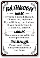 Bathroom Rules Please Flush Toilet Tin Metal Signs Home D cor 8x12