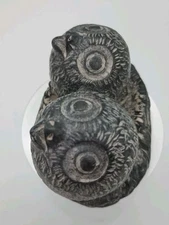 Vintage 1970s A Wolf Original Inuit  Sculpture  Mother Owl & Baby Owlet Nest