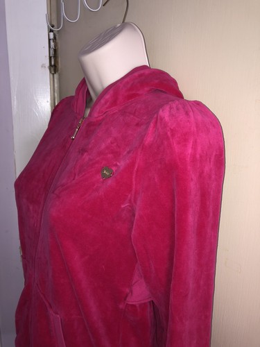 Juicy Couture hot pink zipper hoodie velour jacket Kids 14 fuchsia luxury fun - Picture 2 of 12
