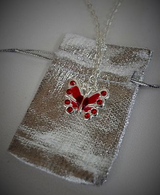 Necklace Jewelry For 18 in American Girl Doll Red Butterfly Accessory