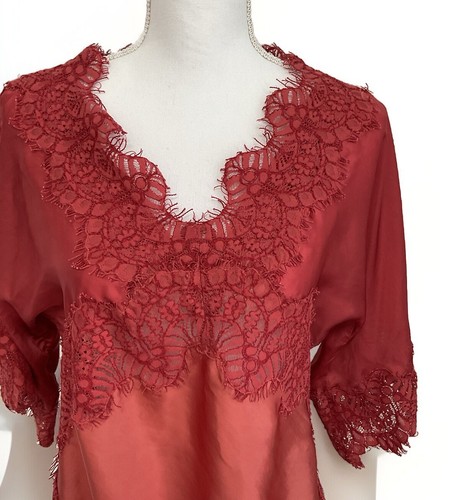 Moulinette Soeurs Lace Tunic Blouse – Rust Red – Size M – Anthropologie 🌺 - Picture 2 of 11