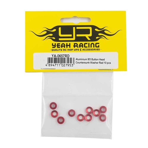 NEW Yeah Racing Alum M3 Button Head Countersunk Washer Red (10) FREE US SHIP - Picture 3 of 3