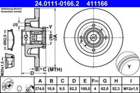 ATE 24.0111-0166.2 Bremsscheibe FüR Renault