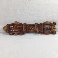 Honduras Hand Carved Detailed Designs Wooden Wall Art Key Holder Tiki