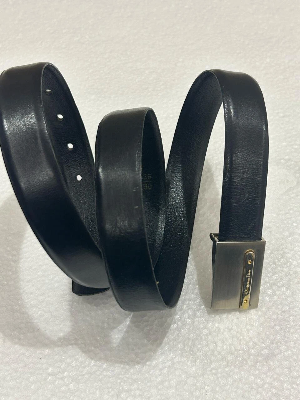 S16# Ceinture Christian Dior cuir marron pour homme taille 36 a signe d'usure 