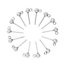 50 pcs 304 Stainless Steel Stud Earring Findings Earring Posts 15x6x4mm Hole 1mm