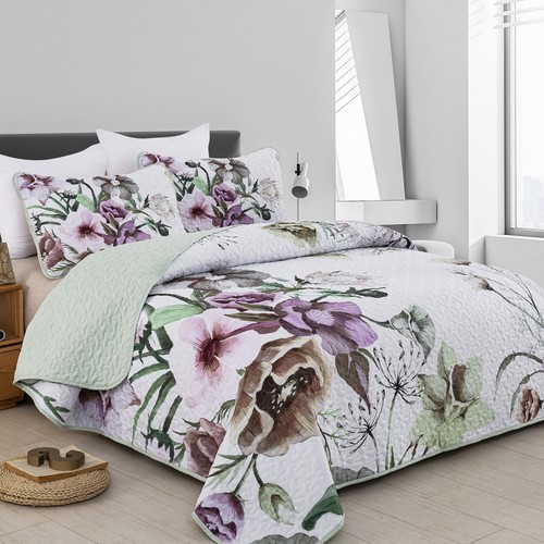 Bohemia Floral Quilted Coverlet Patchwork Comforter Bedspread Set Rug Queen Size - Picture 55 of 207